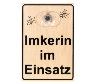 Saugnapfschild "Imkerin im Einsatz" (Holz)
