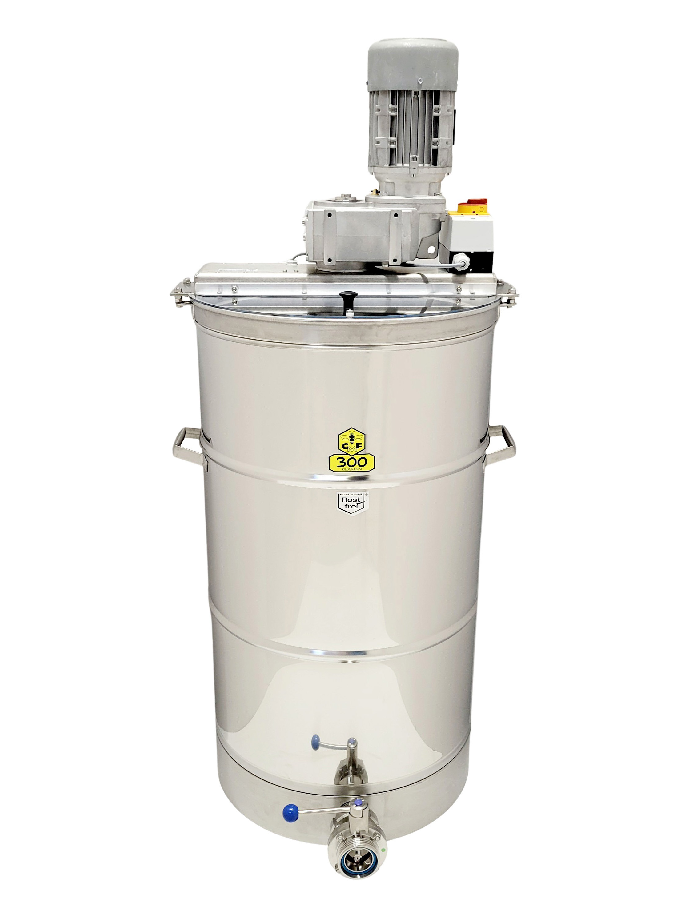 CFM-Honigrühr- und Mischgerät für 300kg mit Motor 550W / 400 V und DN50 Scheibenventil