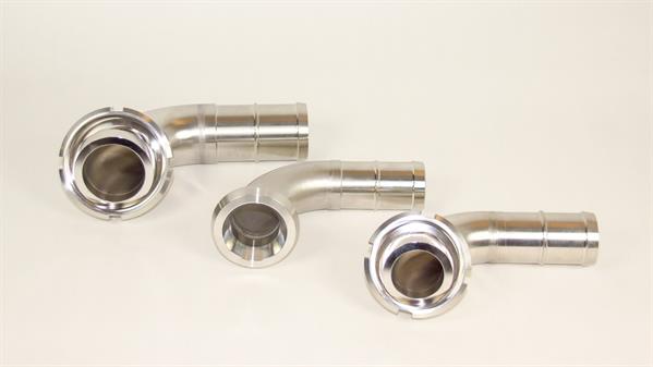 Half hose coupling with 90° arc DN40 / tube nozzle 40 mm