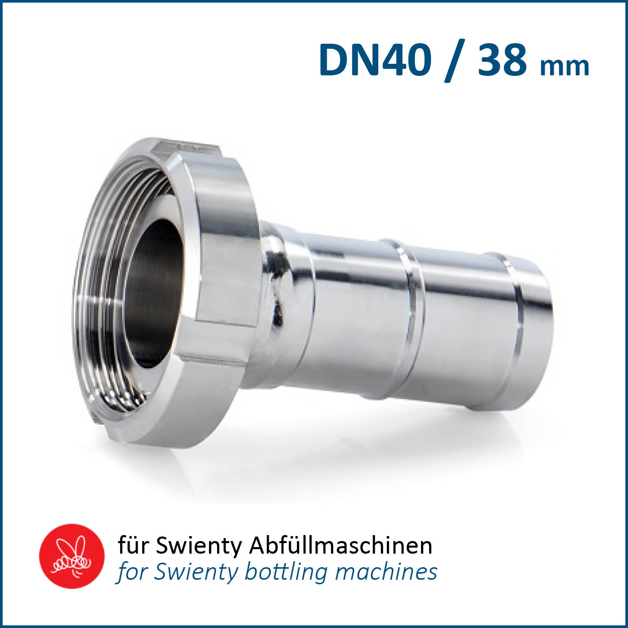 Half hose coupling DN40 / tube nozzle 38 mm