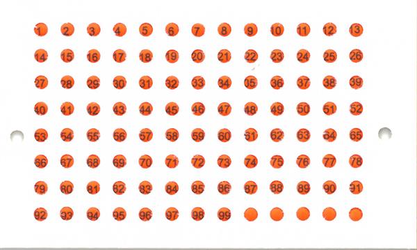 Opalithkärtchen mit Nummern rot