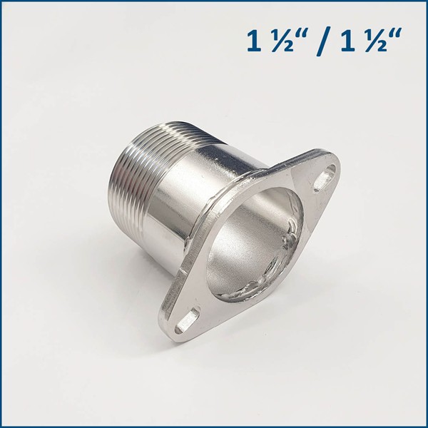 Quetschhahnadapter bestehend aus 1 1/2" Quetschhahnflansch und 1 1/2" Nippel