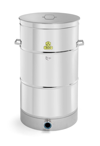 CFM-Abfüllbehälter 300 kg (Auflagedeckel) mit DN 50 Milchgewinde u. angeschraubtem Quetschhahn CFM-Abfüllbehälter 300 kg (Auflagedeckel) mit DN 50 Milchgewinde u. angeschraubtem Quetschhahn