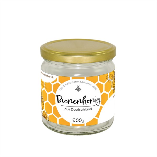 Etikett "Bienenhonig aus Deutschland" (gummiert) 500 g Etikett "Bienenhonig aus Deutschland" (gummiert) 500 g