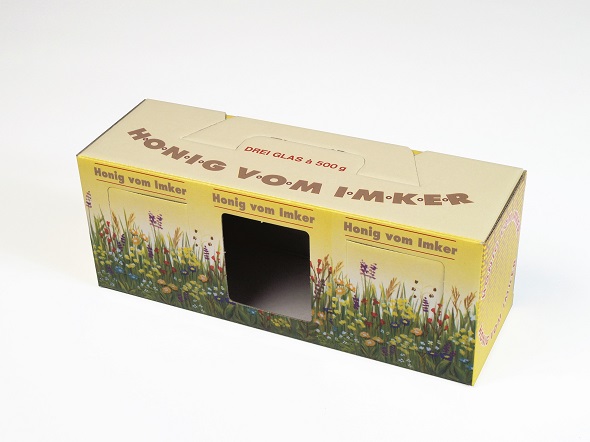 Gift package for 3 honey jars 500 g, cardboard box