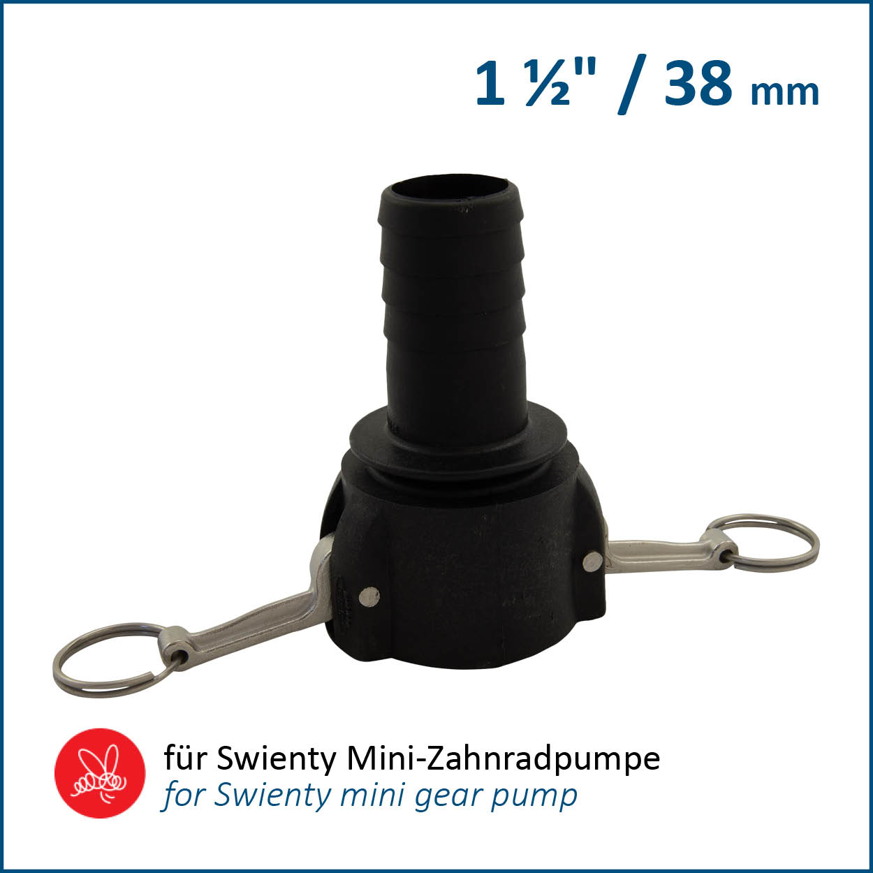 PP Quick hose coupling 1 1/2" with spout for DN 38 hose