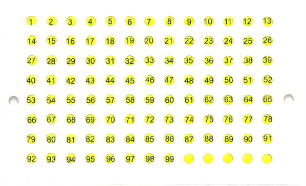 Queen marking discs with numbers yellow