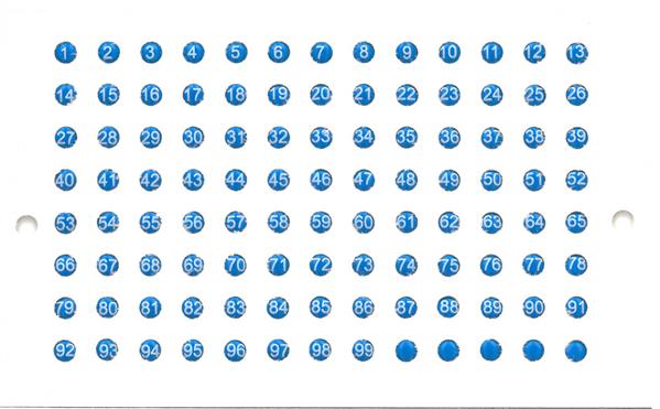 Opalithkärtchen mit Nummern blau