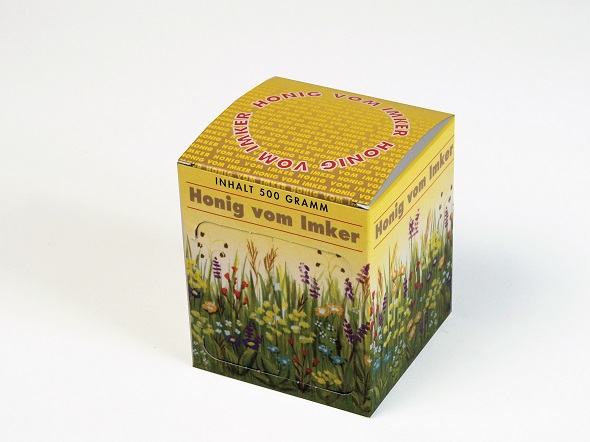 Gift package for 1 honey jar 500 g, cardboard box