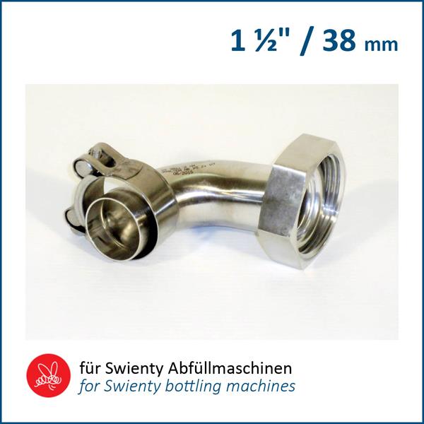 BS nozzle 1 1/2" bent with union nut, fits Dana api Matic 1000