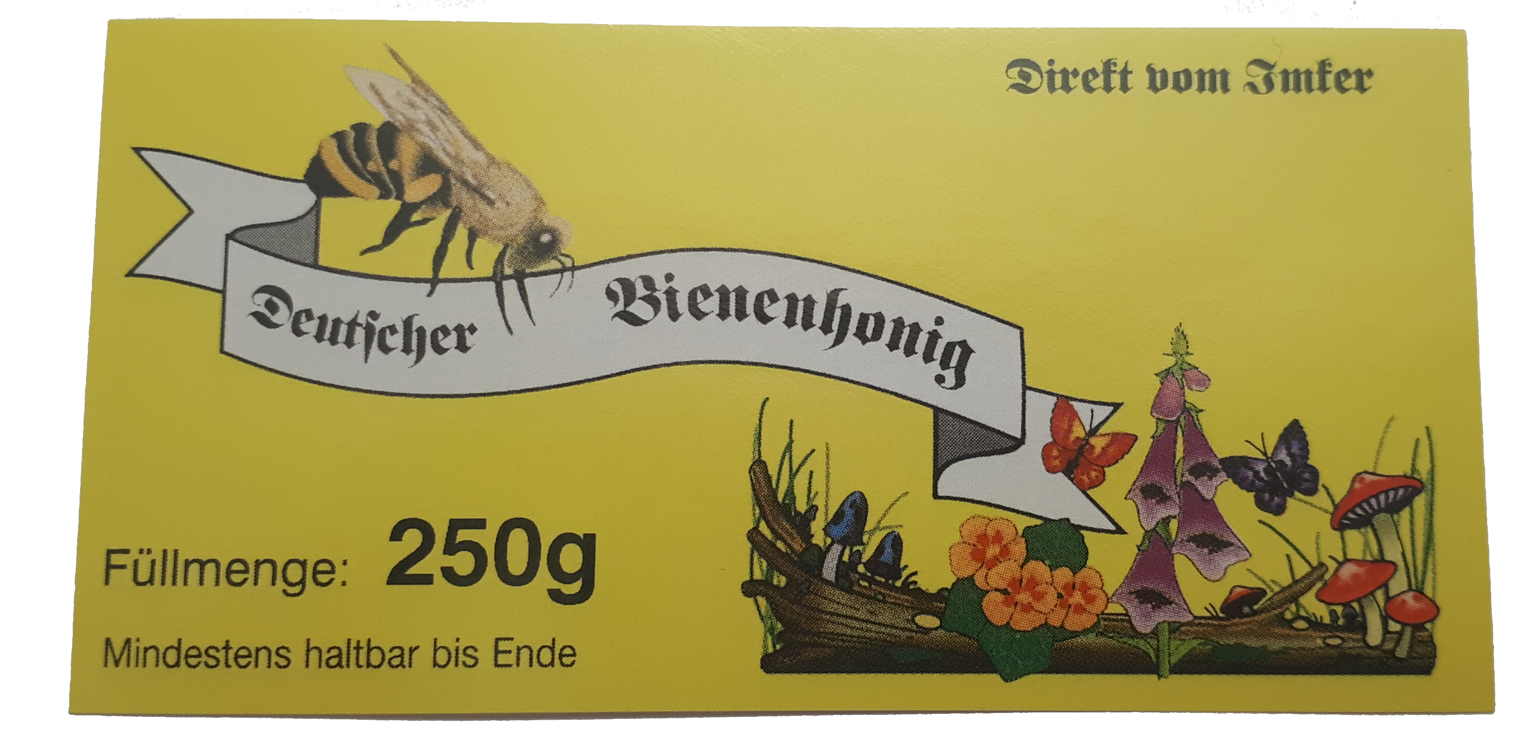Labels yellow, for neutral 250 g honey jars, rubberised, 100 pcs.