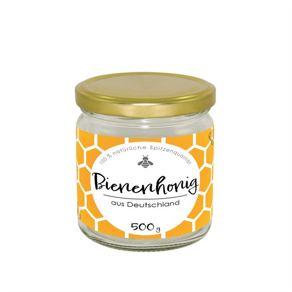 Etikett lang "Bienenhonig aus Deutschland" 500 g, gummiert, Packung mit 100 Stk.