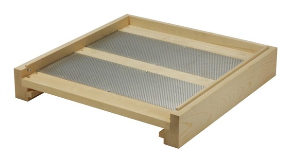 Dadant hive floor with perforated aluminium sheet