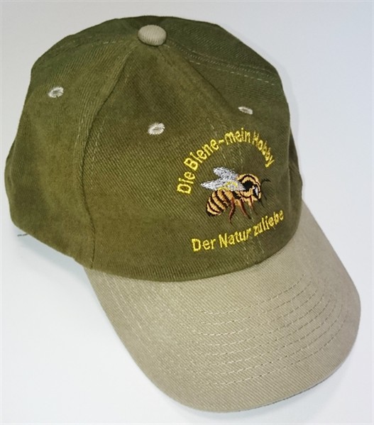Visor cap for beekeepers, green with a beige visor