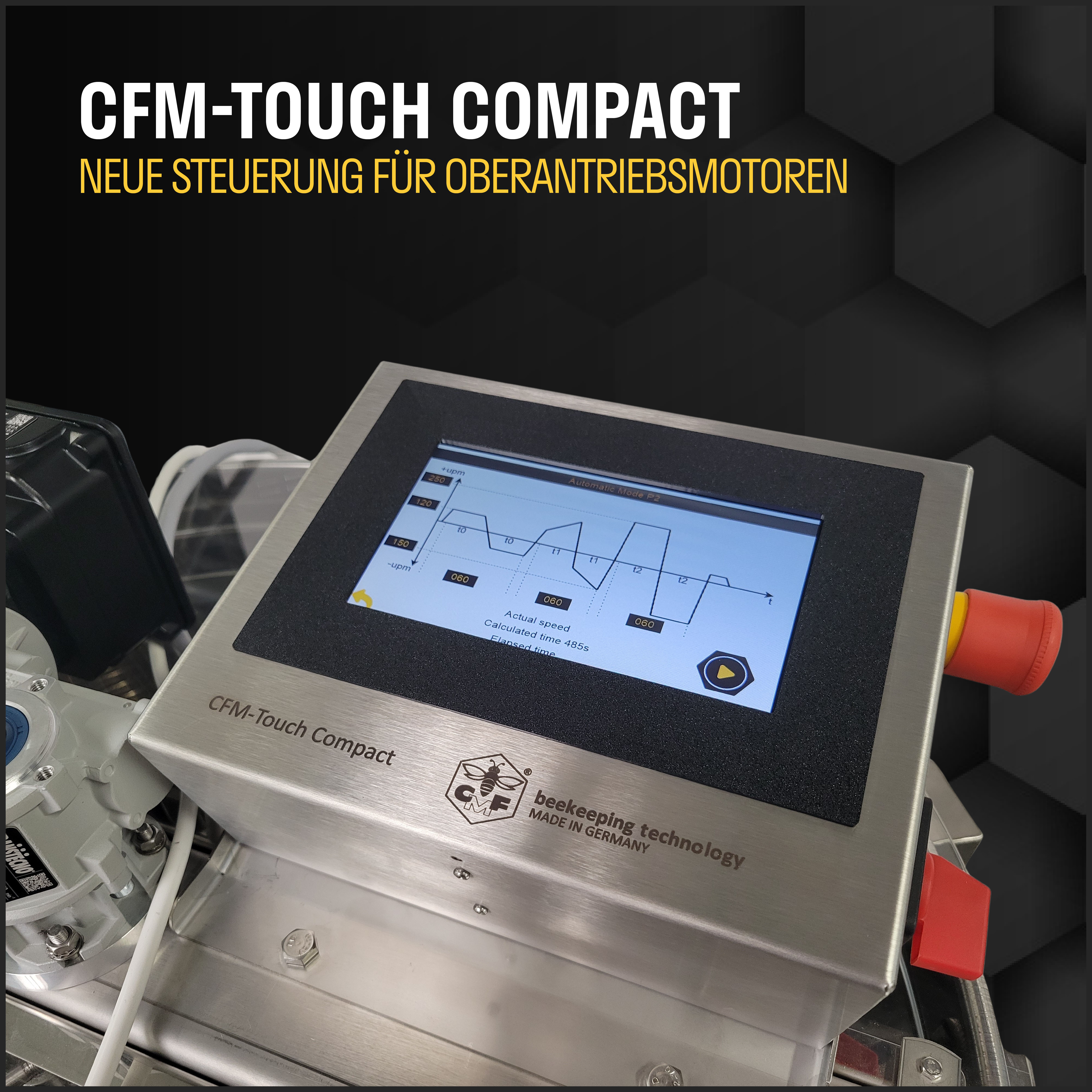 CFM-Selbstwendeschleuder Ø 72cm mit Vollautomatik Touch Compact 250 W, 4 Wabentaschen 28 x 45cm