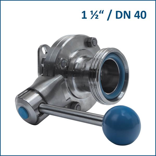 Disc valve DN40 with 1 1/2" honey tap flange incl. silicon seal