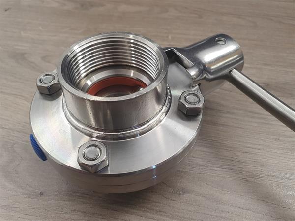 Disc valve DN 40 with 1 1/2" female thread and DN 40 male thread Disc valve DN 40 with 1 1/2" female thread and DN 40 male thread