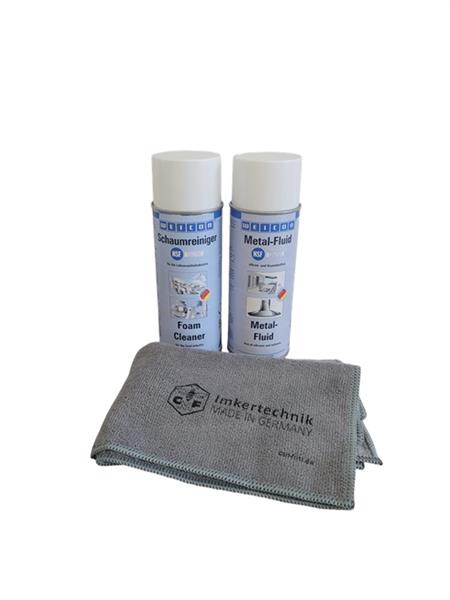 Cleaning & care set with microfiber cloth