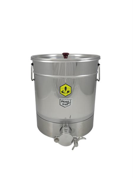 CFM-Abfüllbehälter 32 kg (Auflagedeckel) mit Befestigungsmöglichkeit für Honigabfüller