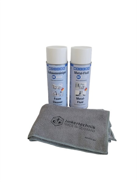 Cleaning & care set with microfiber cloth