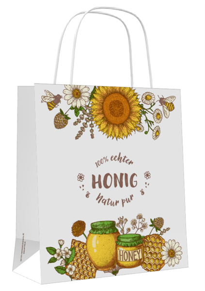 Paper bag "100% natural honey" for up to 4 honey jars 500 g