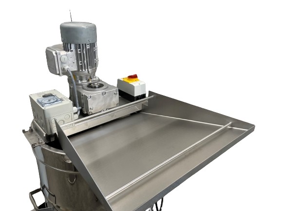 Filling chute für Dana api Megatherma onto 600kg creamer double walled