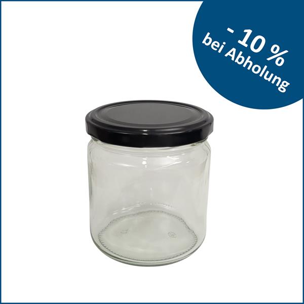 Twist-Off Glas für 500g mit Deckel (schwarz)