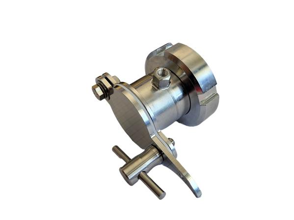 CFM-Quetschhahn 1 1/2", mit Dichtung DN40 Kegelst. u. ÜWM mit Befestigungsmöglichkeit für Honigabf.