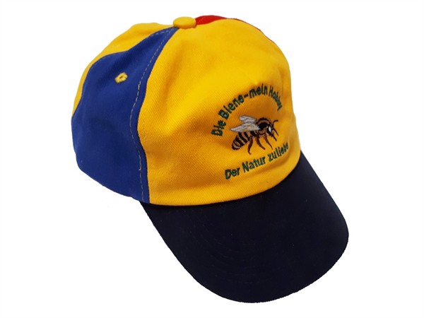 Visor cap for beekeepers, blue with a yellow visor