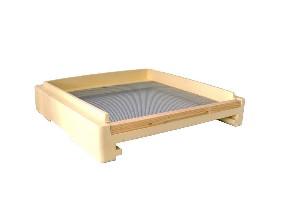 Bottom with Dadant hive floor slide for Varroa screening, compatible with Styrofoam system