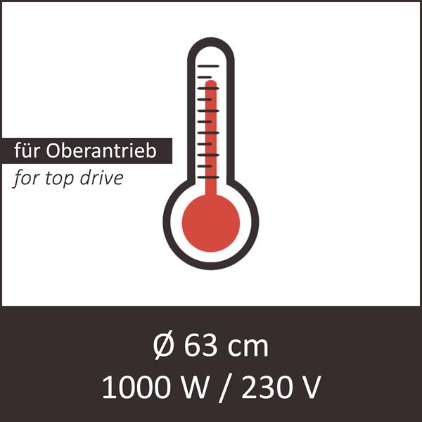 Bodenheizung 1000 W / 230 V für Oberantriebsschleuder Ø 63 cm