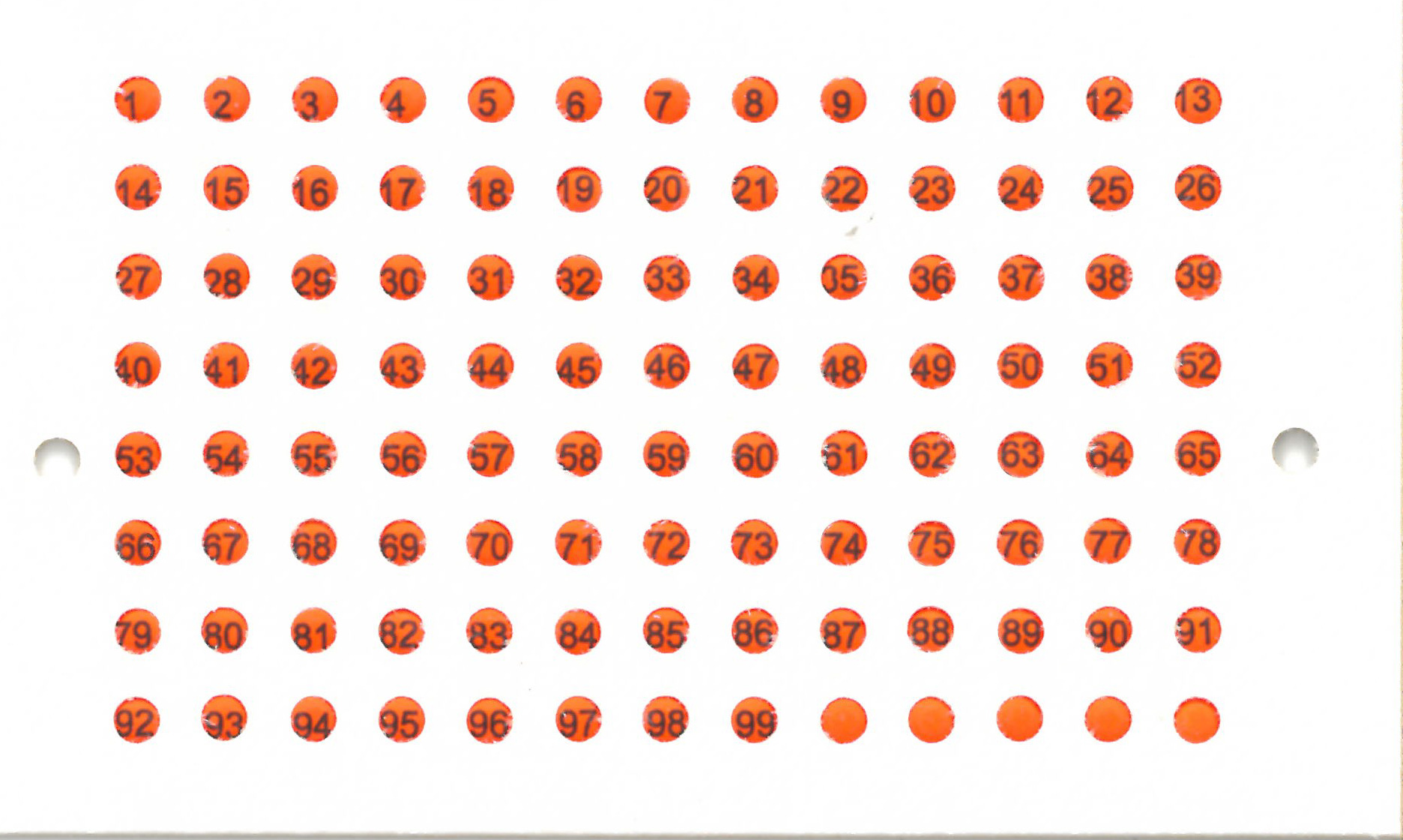 Opalithkärtchen mit Nummern rot