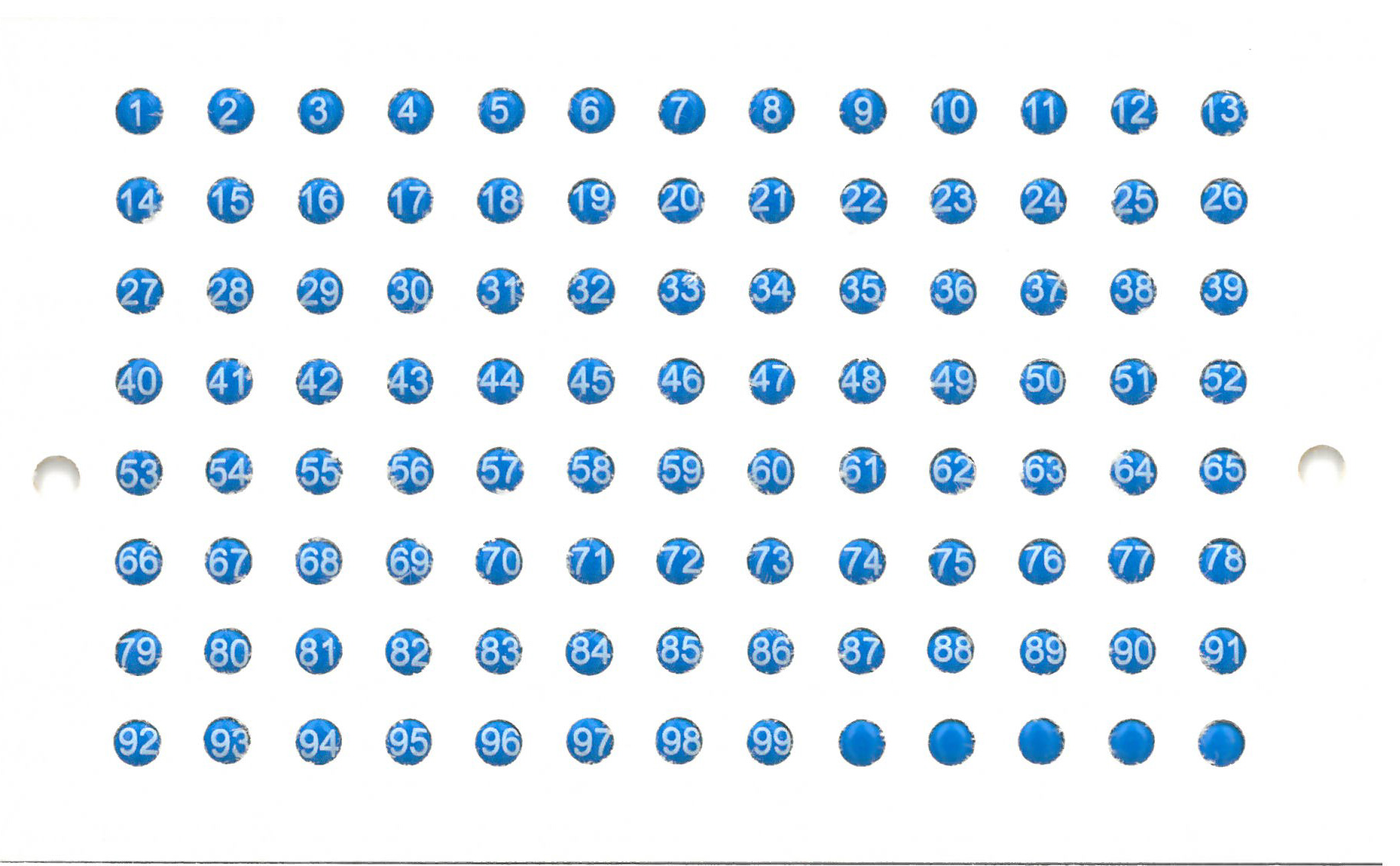 Opalithkärtchen mit Nummern blau