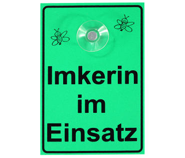 Sign with suction Cup "Imkerin im Einsatz" (PVC)