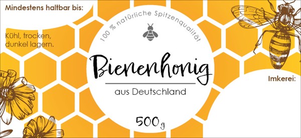 Label “Bienenhonig aus Deutschland” (gummed) 500 g