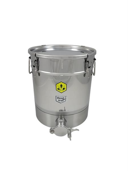 CFM-Abfüllbehälter 32 kg (4 Spannverschlüsse) mit Befestigungsmöglichkeit für Honigabfüller