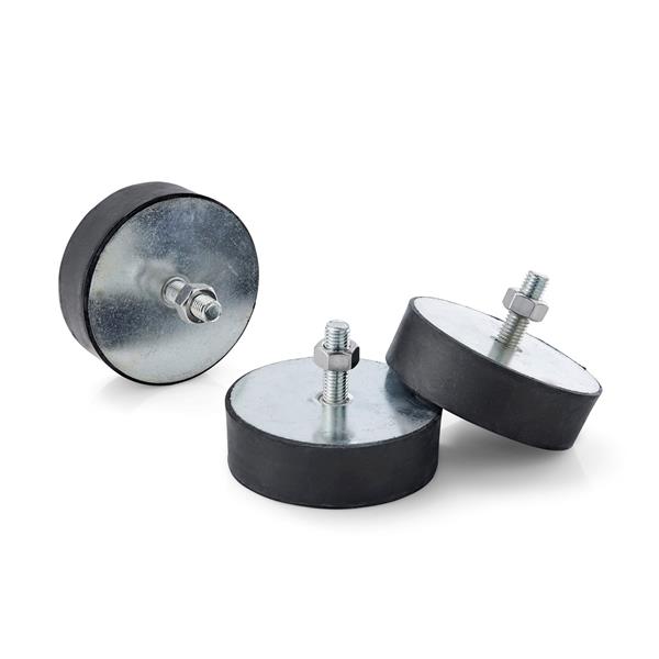 Rubber feet with stainless steel for extractor inner tank Ø 84 - 125 cm, 1 set = 3 pieces, with M12 grub screws and nuts