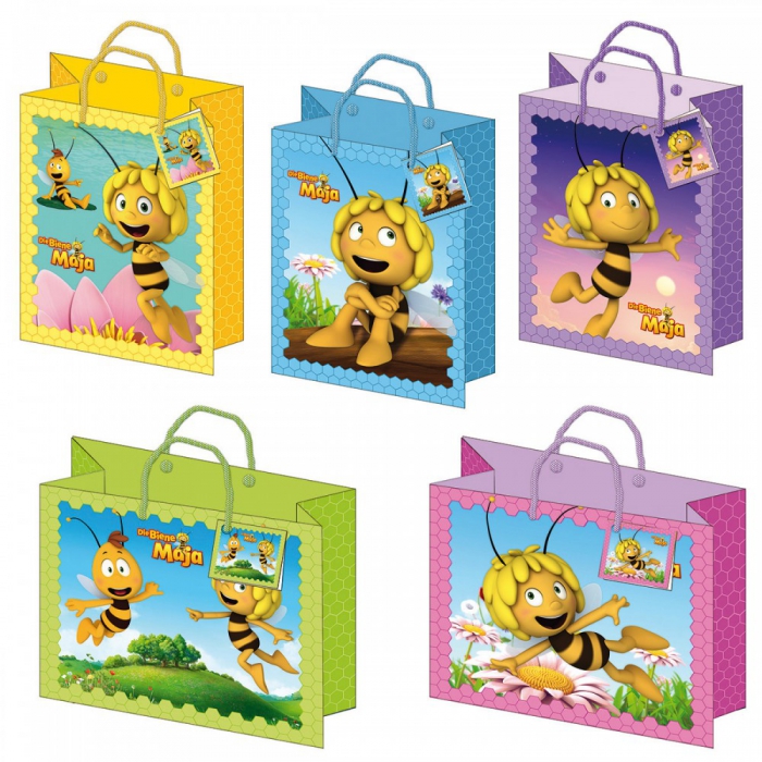 Geschenktasche lila - Biene Maja 18 x 23 cm