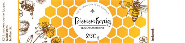 Etikett lang "Bienenhonig aus Deutschland" (gummiert) 250 g