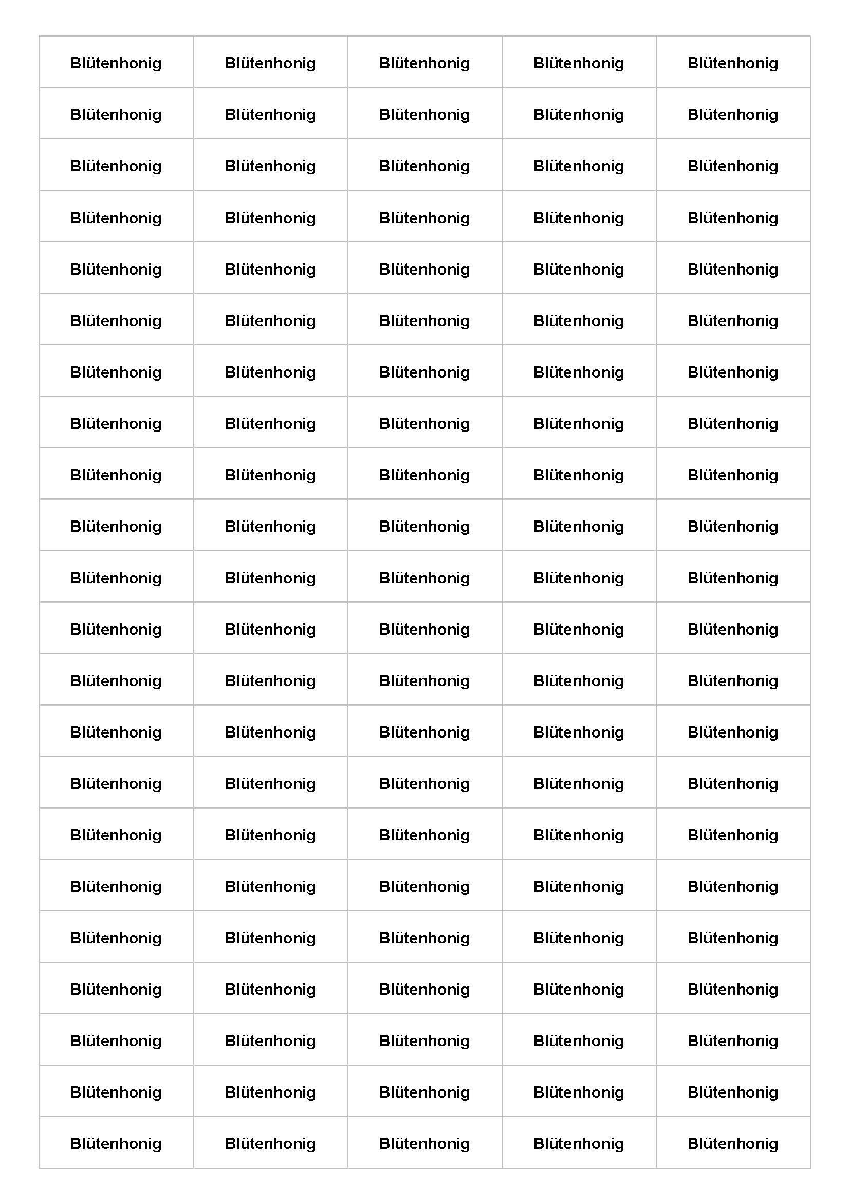 Stick-on label for different kinds of honey: