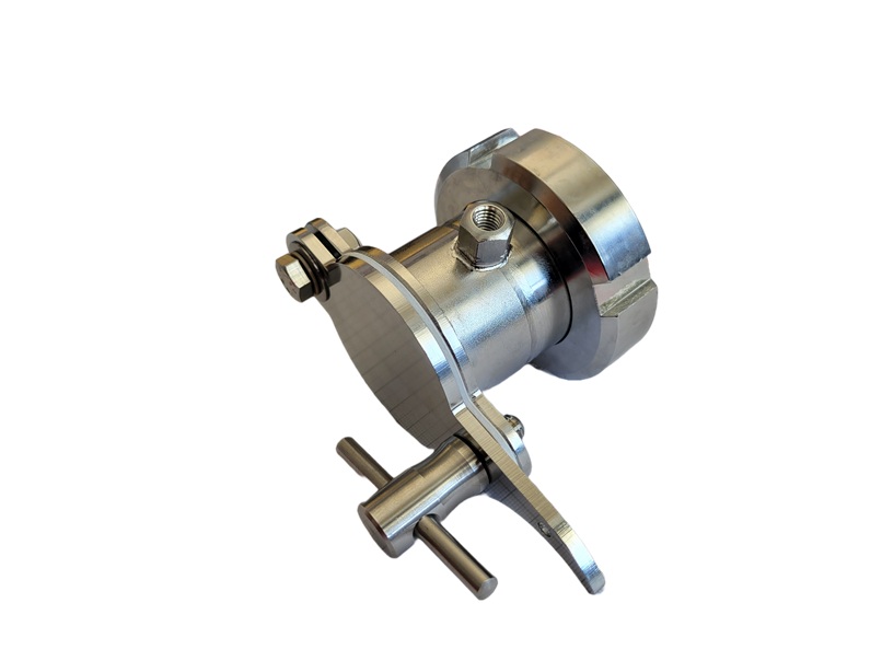 CFM-Quetschhahn 1 1/2", mit Dichtung DN40 Kegelst. u. ÜWM mit Befestigungsmöglichkeit für Honigabf.