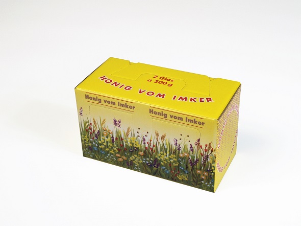Gift package for 2 honey jars 500 g, cardboard box
