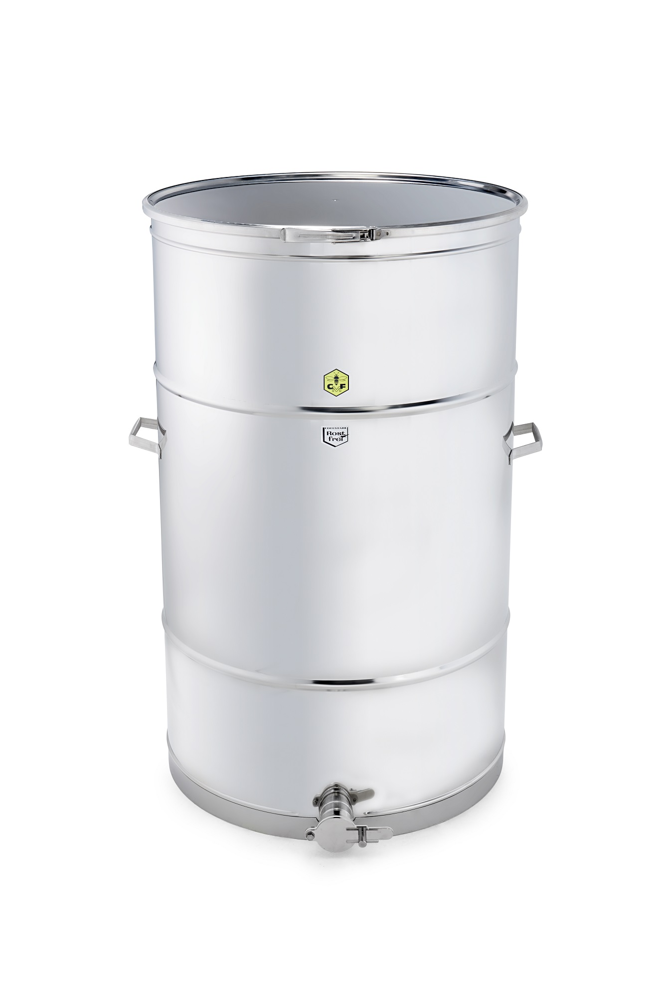 CFM-Honey tank 600 kg with locking ring, outlet DN50 dairy thread and screwed on 2" honey tap