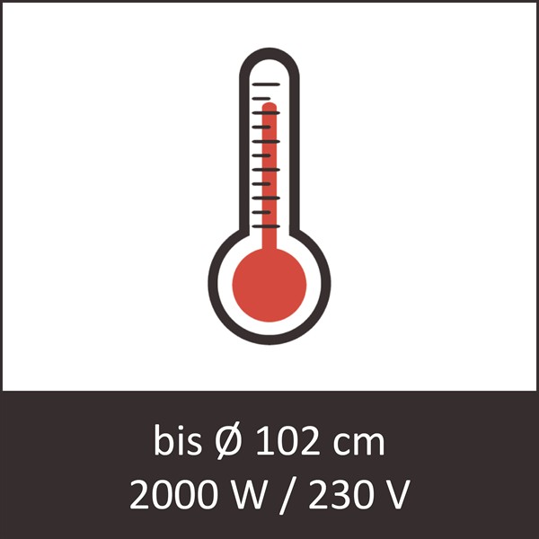 Bottom heating 2000 W / 230 V (up to Ø 102 cm)