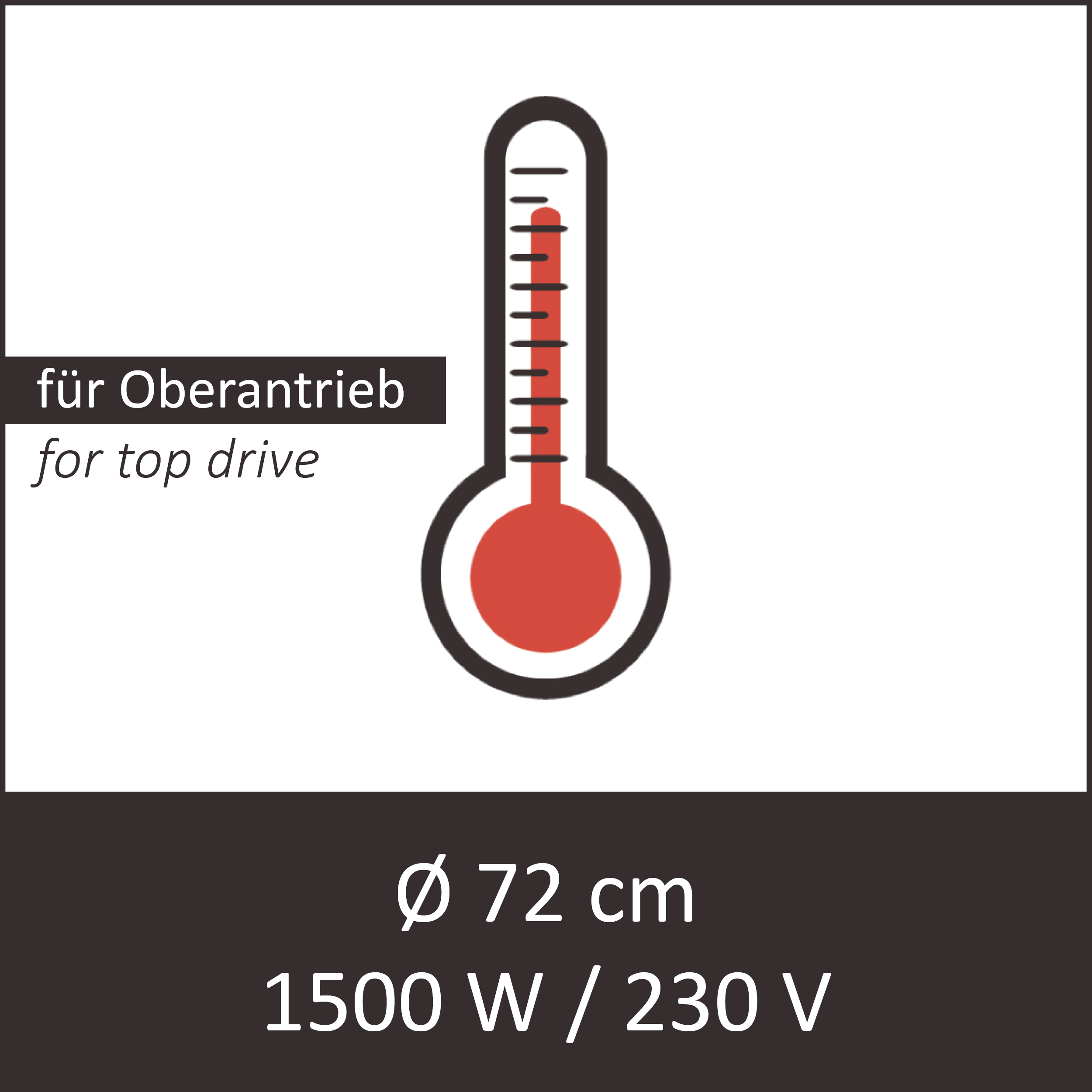 Bottom heating 1500 W / 230 V (Ø 72 cm) for top drive