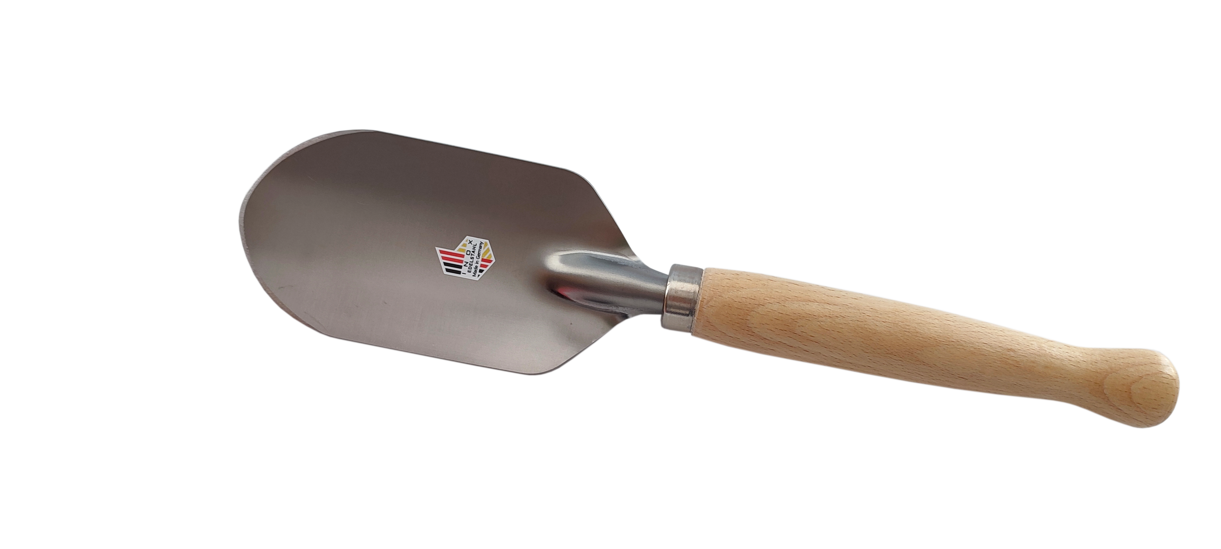 Honey spade, stainless steel, for breaking up crystallized honey, with 20 cm wooden handle