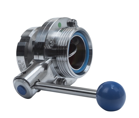 Disc valve DN50 with connection piece/union nut and male thread